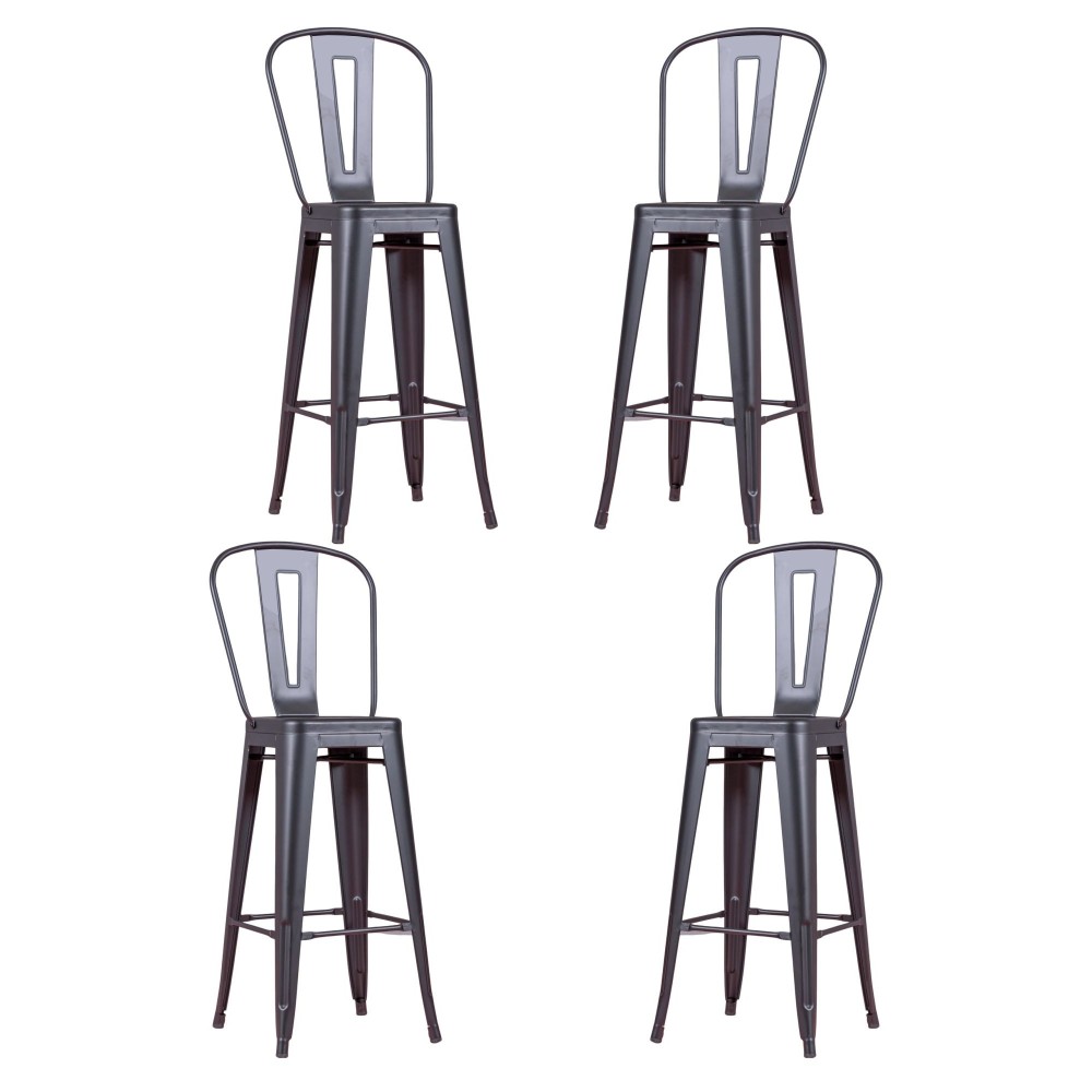 PACK 4 TABURETER BISTRO MATT HIGHBACK