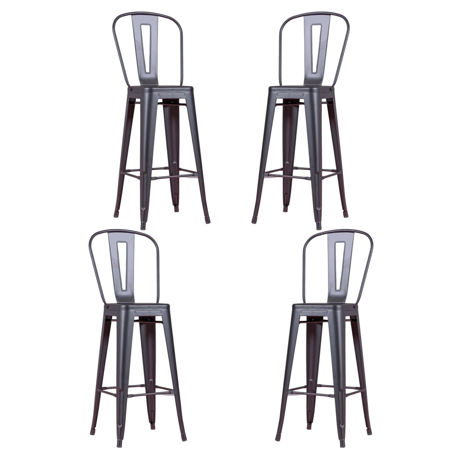 PACK 4 TABURETEN BISTRO MATT HIGHBACK