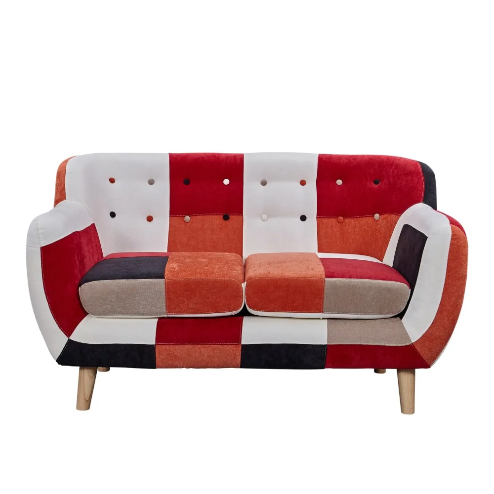 skandinavisch Sofa 2-Sitzer Sofa gepolstert in Patchwork