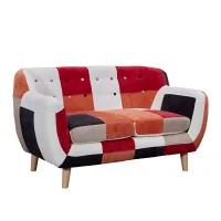 scandinavisch Sofa 2-zitsbank bekleed met patchwork