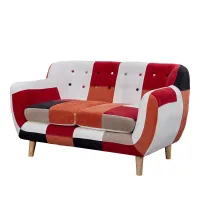 scandinavisch Sofa 2-zitsbank bekleed met patchwork