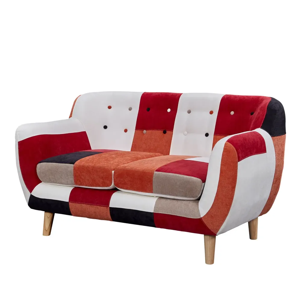 skandinavisch Sofa 2-Sitzer Sofa gepolstert in Patchwork