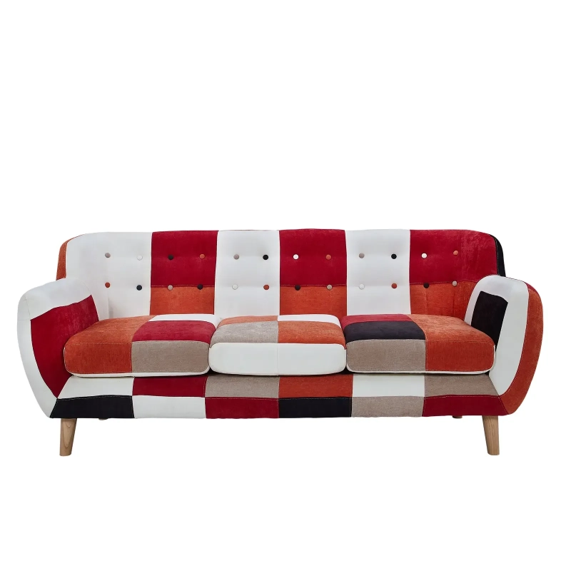 Divano a 3 posti con imbottitura patchwork