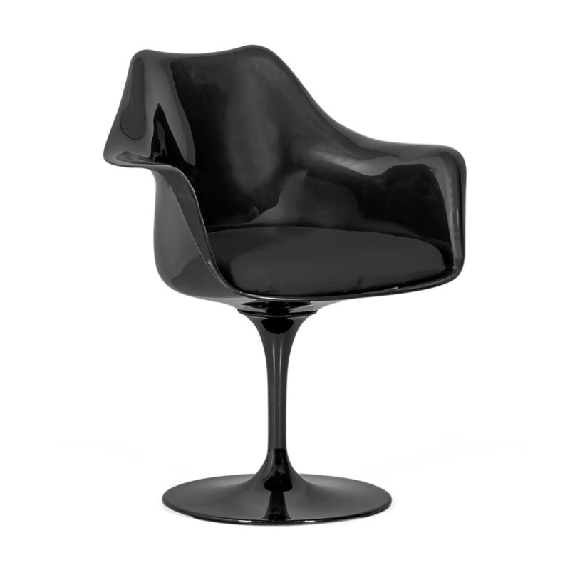 Sedia Lotus Arms All Black con cuscino in cotone FURNMOD - 1