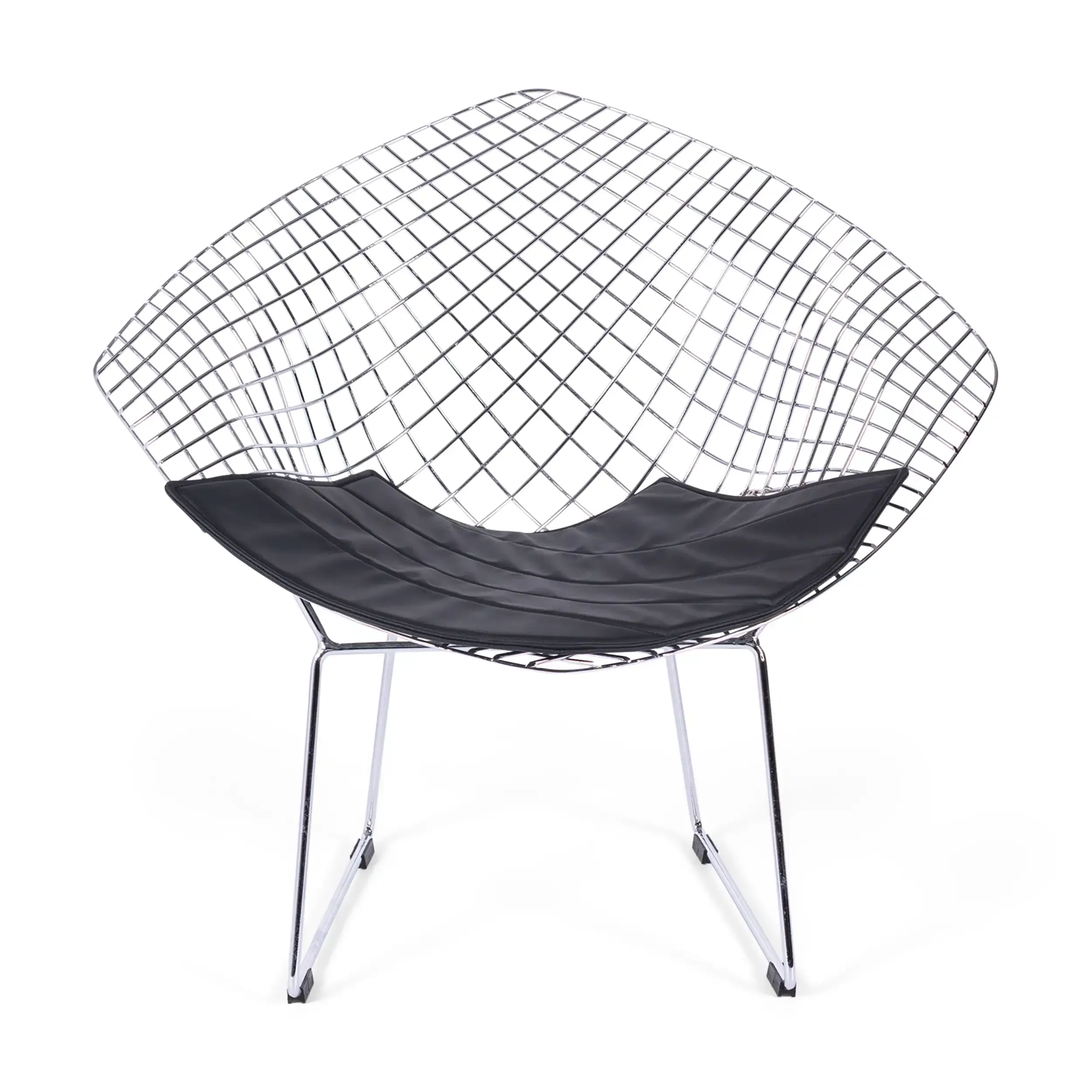 Replica Diamond-stol i förkromat stål och dyna i konstläder - Bertoia Collection