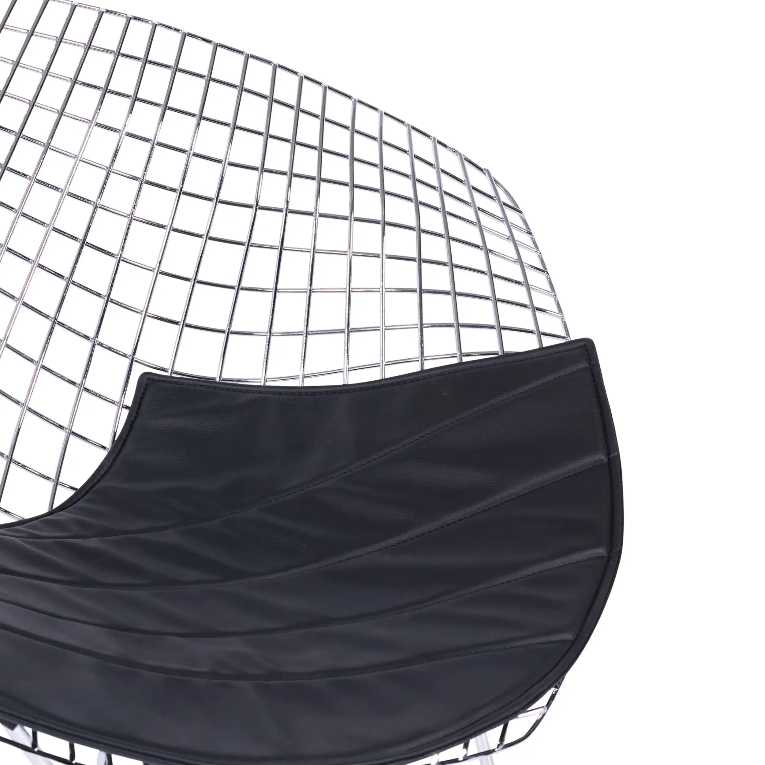 Replica Diamond-stol i förkromat stål och dyna i konstläder - Bertoia Collection