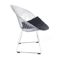 Replica Diamond-tuoli kromattua terästä ja keinonahkainen pehmuste - Bertoia Collection