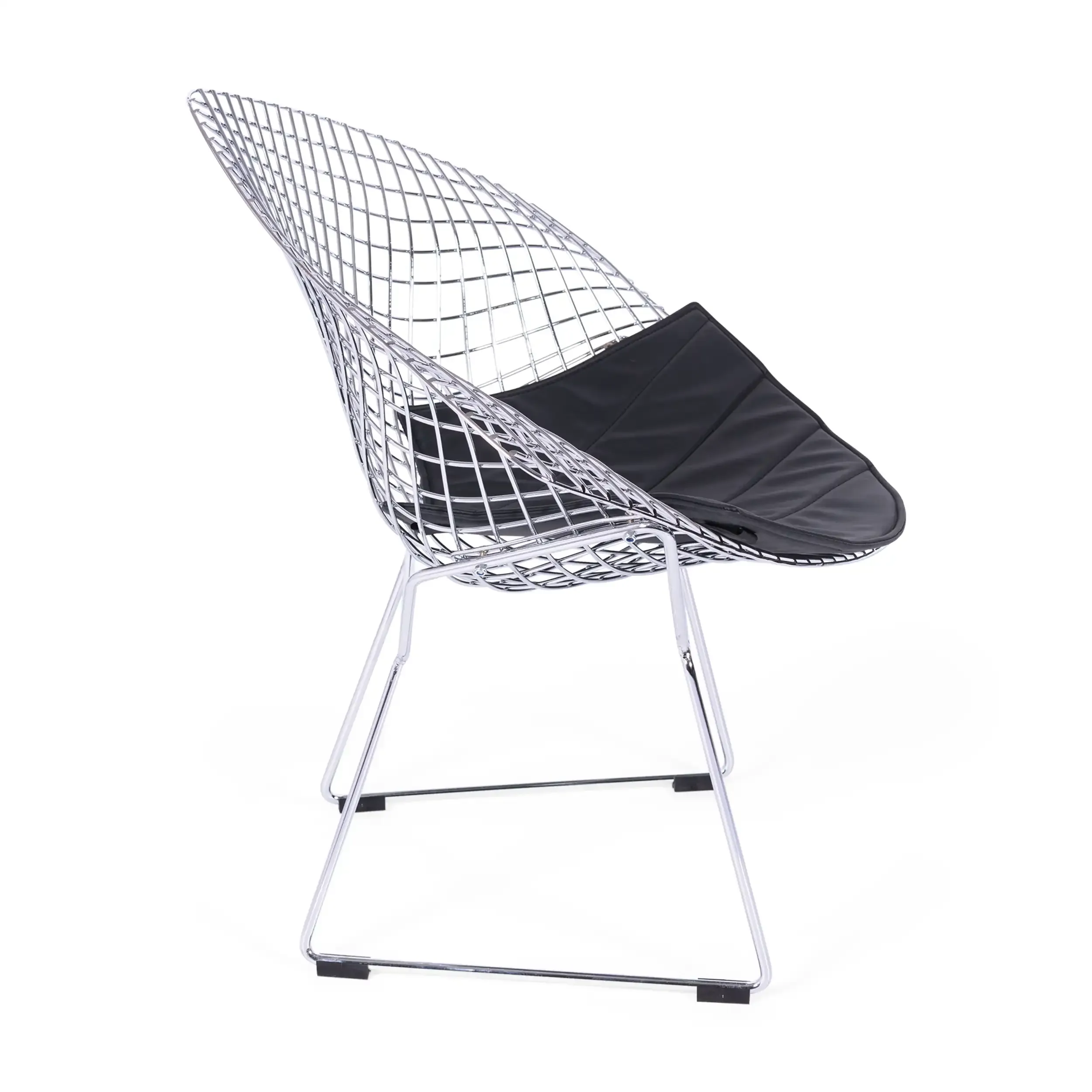 Replica Diamond-stoel in verchroomd staal en kunstlederen kussen - Bertoia Collection