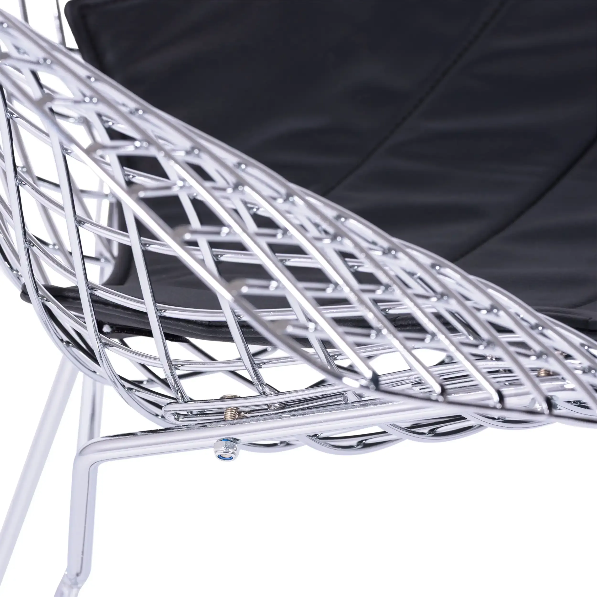 Replica Diamond-tuoli kromattua terästä ja keinonahkainen pehmuste - Bertoia Collection