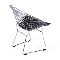 Replica Diamond-tuoli kromattua terästä ja keinonahkainen pehmuste - Bertoia Collection
