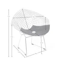 Replica Diamond-tuoli kromattua terästä ja keinonahkainen pehmuste - Bertoia Collection