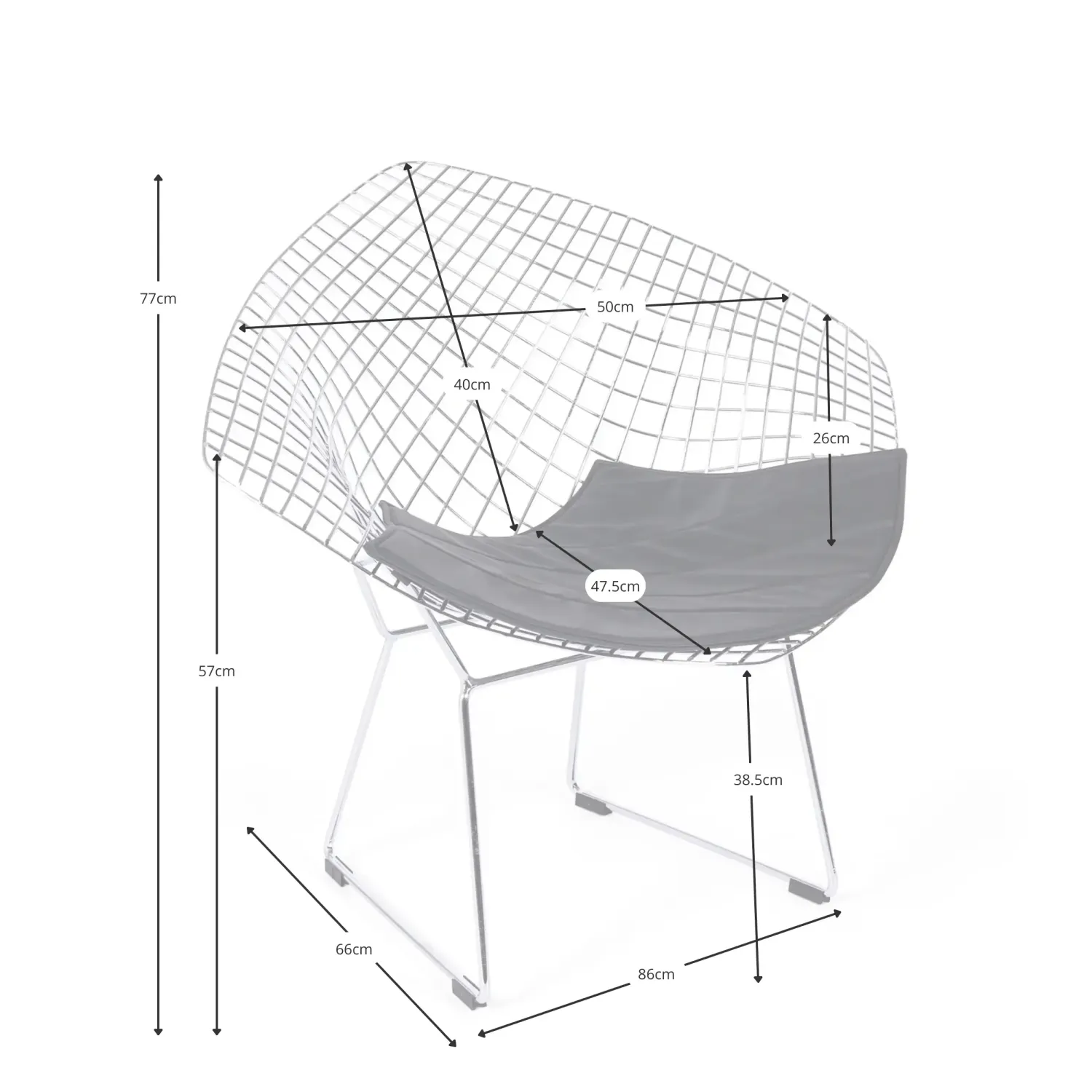 Diamond Design fauteuil in verchroomd staal FURNMOD - 26