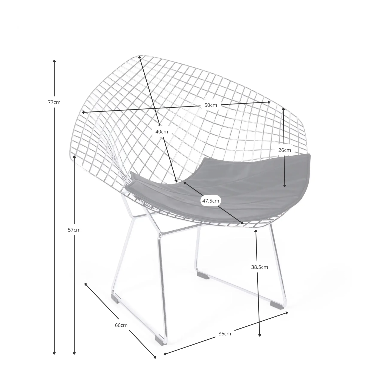 Diamond Design armchair in chromed steel FURNMOD - 26