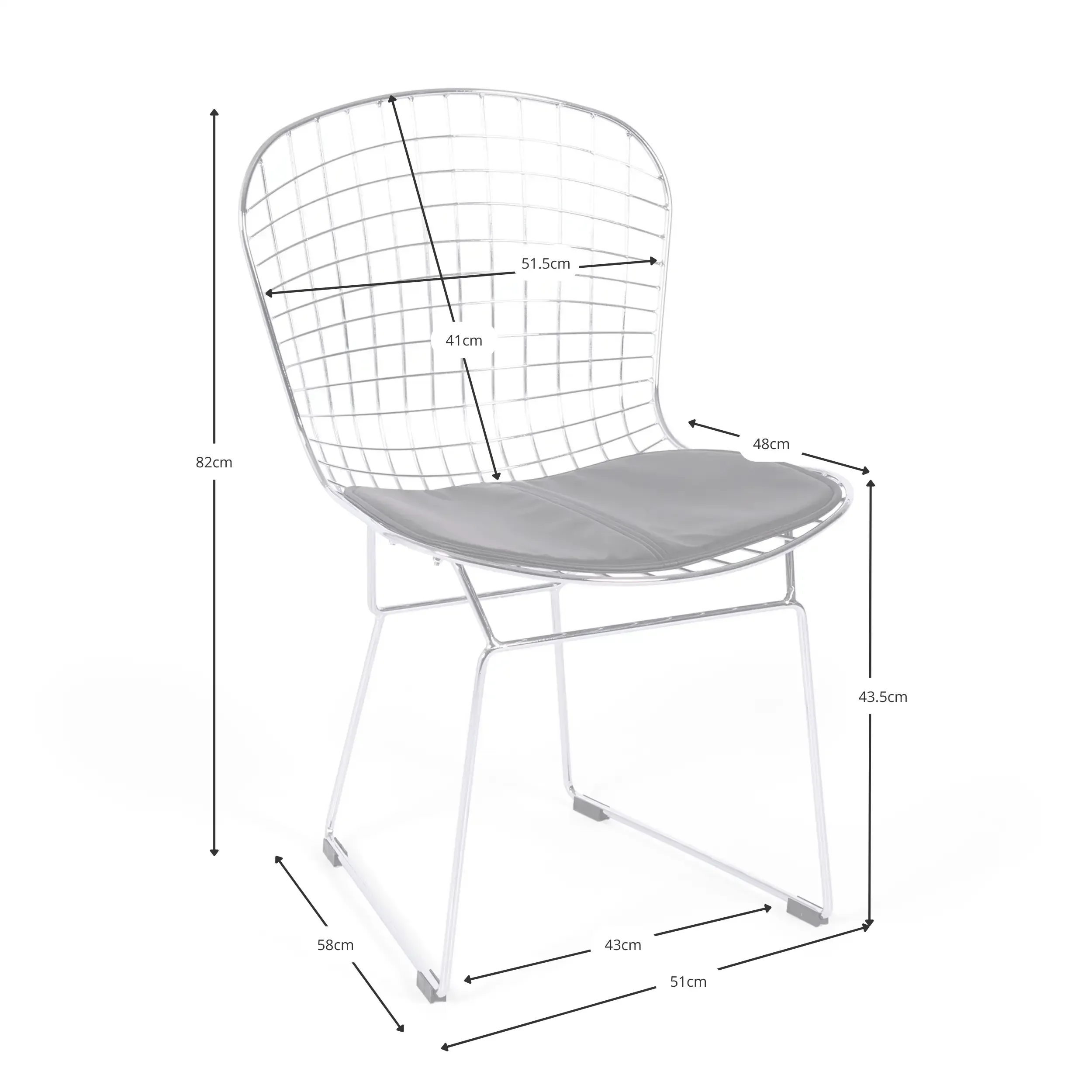 Inspiratie Bertoia Stoel in zwart staal - Industrieel Design Stoel