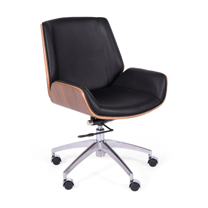 Silla de oficina de piel italiana y madera de nogal Nordic Nest Dream - 1