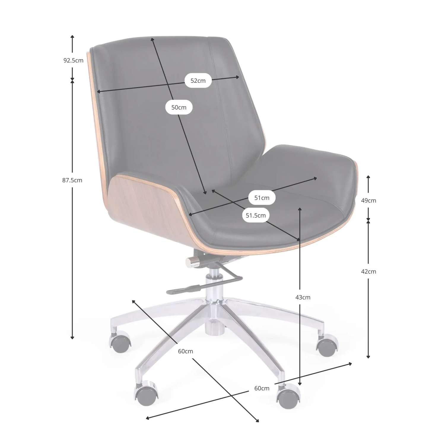 Chaise de bureau en cuir italien et bois de noyer Nordic Nest Dream - 11