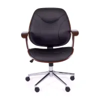 Drewniane krzesło biurowe Cambridge-Krzesła ze sztucznej skóry-Mobelarium