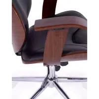 Drewniane krzesło biurowe Cambridge-Krzesła ze sztucznej skóry-Mobelarium