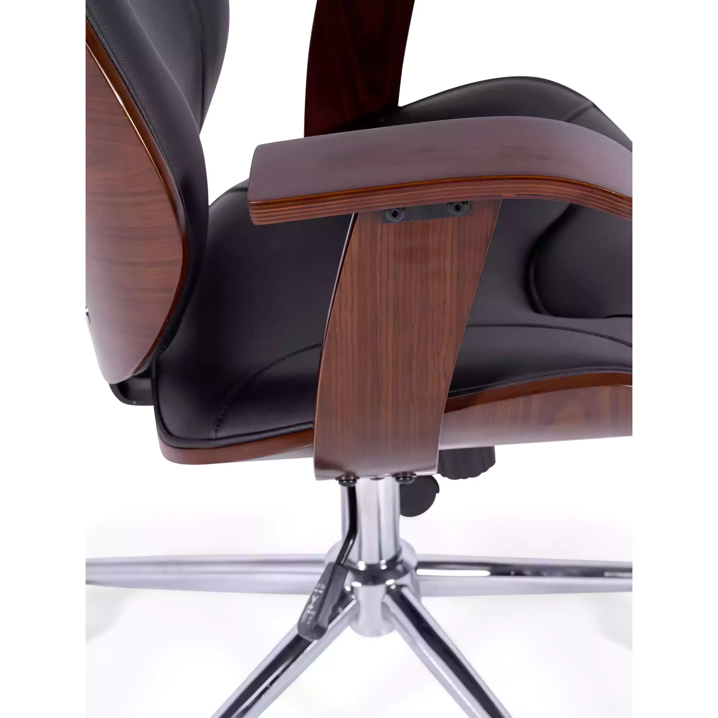 Drewniane krzesło biurowe Cambridge-Krzesła ze sztucznej skóry-Mobelarium