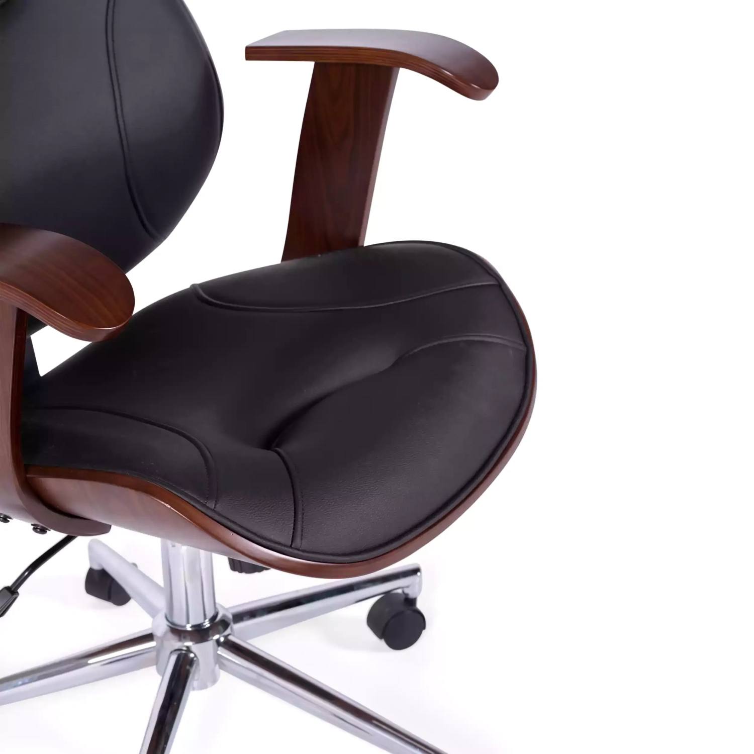 Cambridge office chair in maple wood-Leatherette chairs-Mueble design
