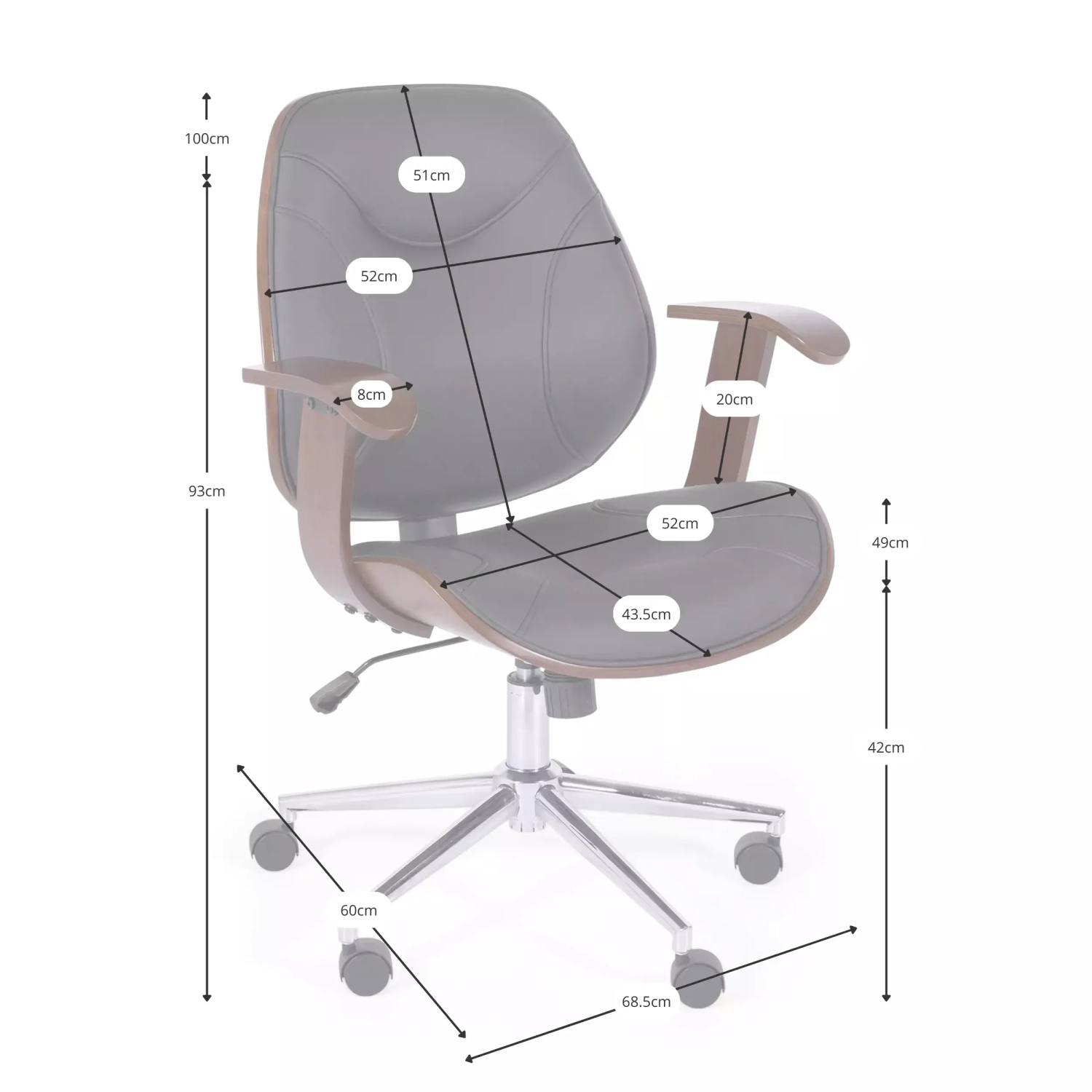 Cambridge office chair in maple wood-Leatherette chairs-Mueble design