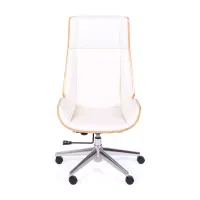 Silla oficina Nordic Highback en arce y polipiel blanca - Mueble Design