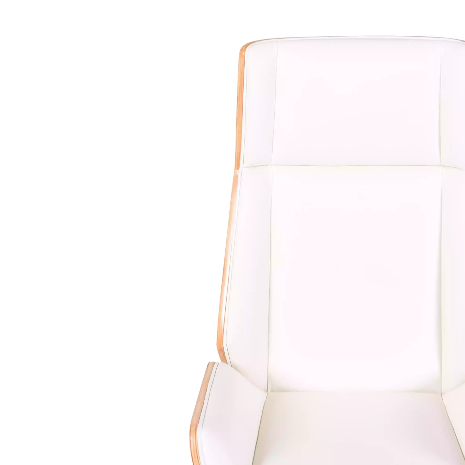 Cadeira de escritório Nordic Highback em ácer e couro ecológico branco - Mueble Design