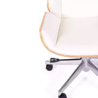 Nordic Highback office chair in maple and white eco-leather - Mueble Design