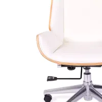Cadeira de escritório Nordic Highback em ácer e couro ecológico branco - Mueble Design