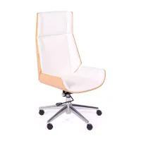 Silla oficina Nordic Highback en arce y polipiel blanca - Mueble Design