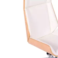 Chaise de bureau Nordic Highback en érable et éco-cuir blanc - Meubles Concept