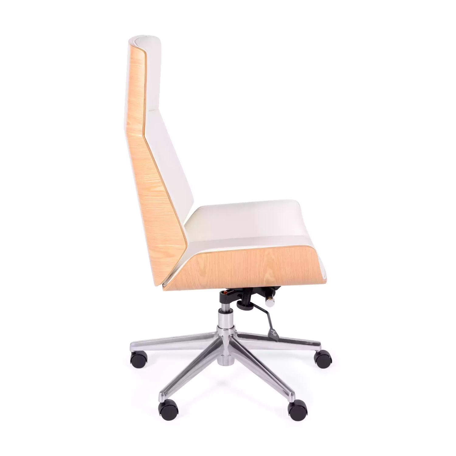 Silla oficina Nordic Highback en arce y polipiel blanca - Mueble Design