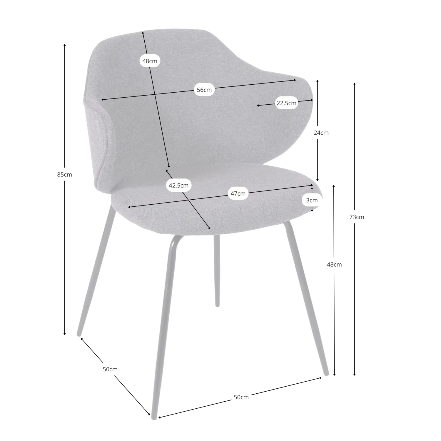 Cadeira de jantar estofada Hope - Cadeiras estofadas - Mueble Design
