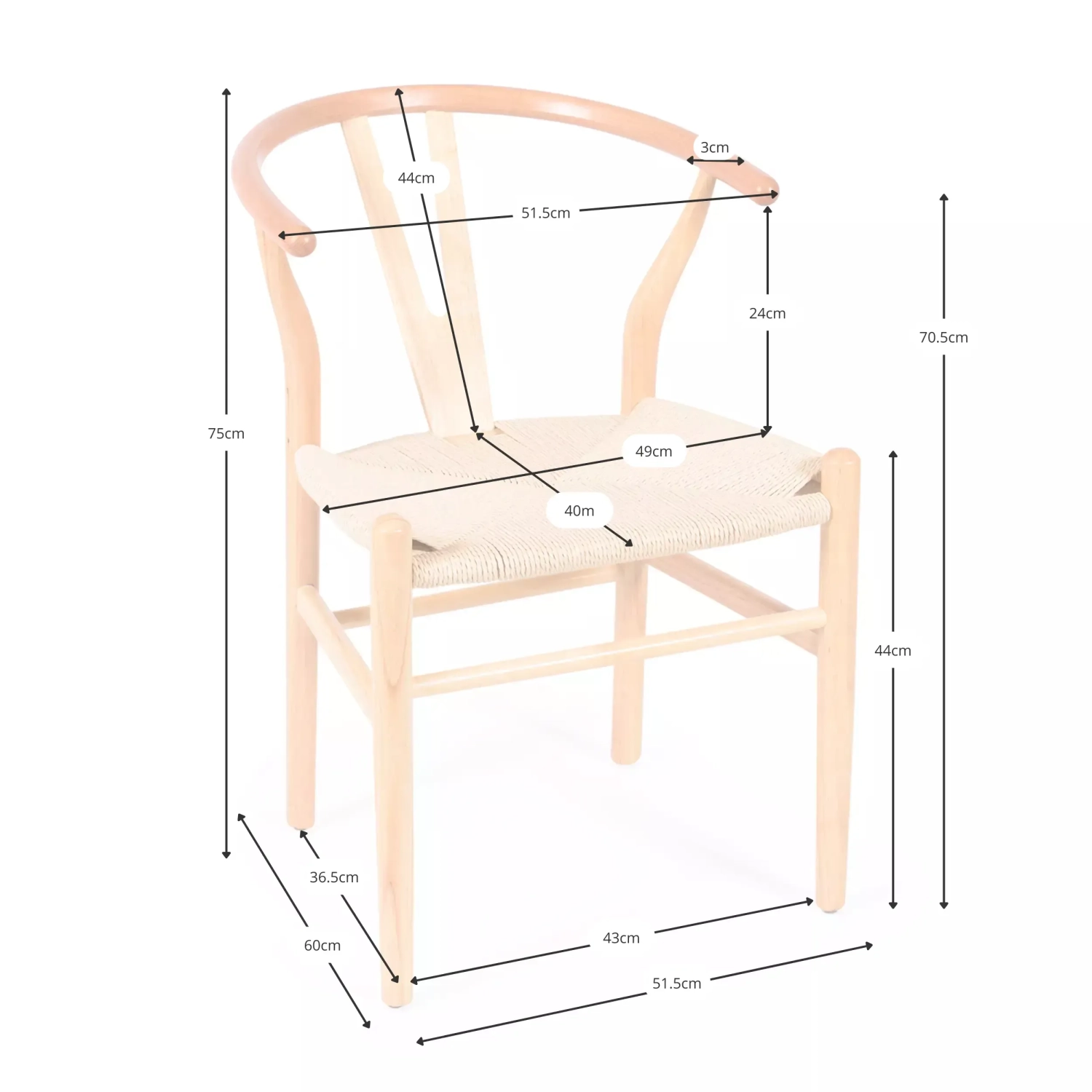 Chaise Inspiration Wishbone CH24 - Chaises en bois - Style nordique