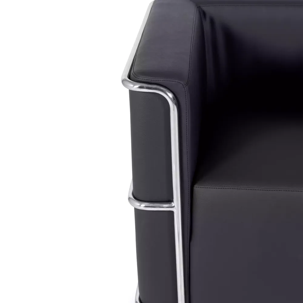 Torino 1-osobowa nowoczesna sofa ze skóry i chromowanej stali - Mobelarium