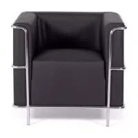 Torino 1-osobowa nowoczesna sofa ze skóry i chromowanej stali - Mobelarium