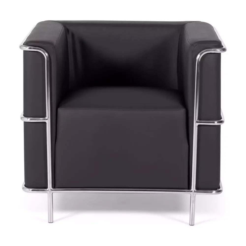 Torino 1-osobowa nowoczesna sofa ze skóry i chromowanej stali - Mobelarium