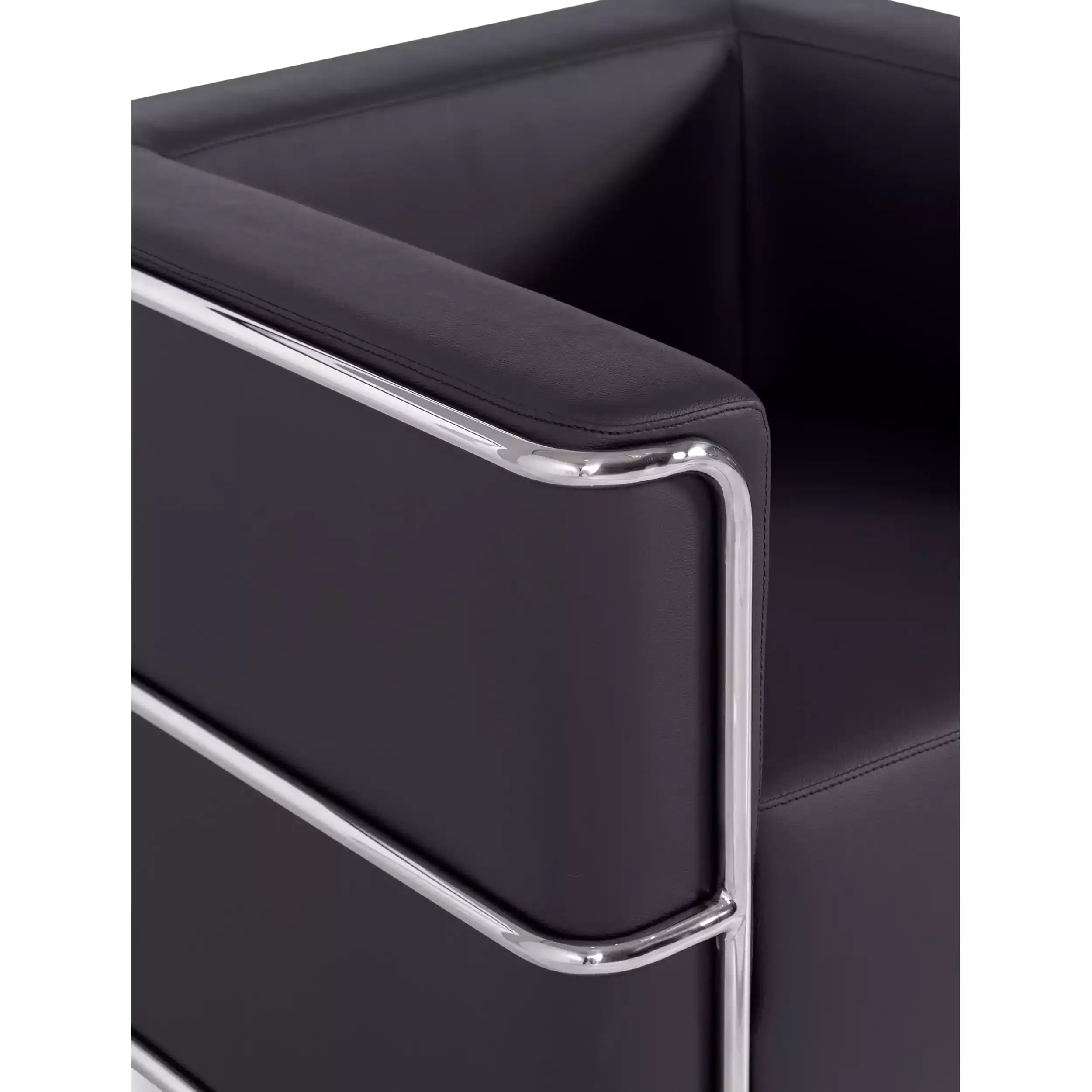 Torino 1 zits moderne sofa in leer en verchroomd staal - Icon Möbel