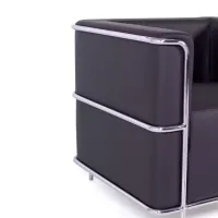 Torino 1-sitziges modernes Sofa aus Leder und verchromtem Stahl - Mobelarium