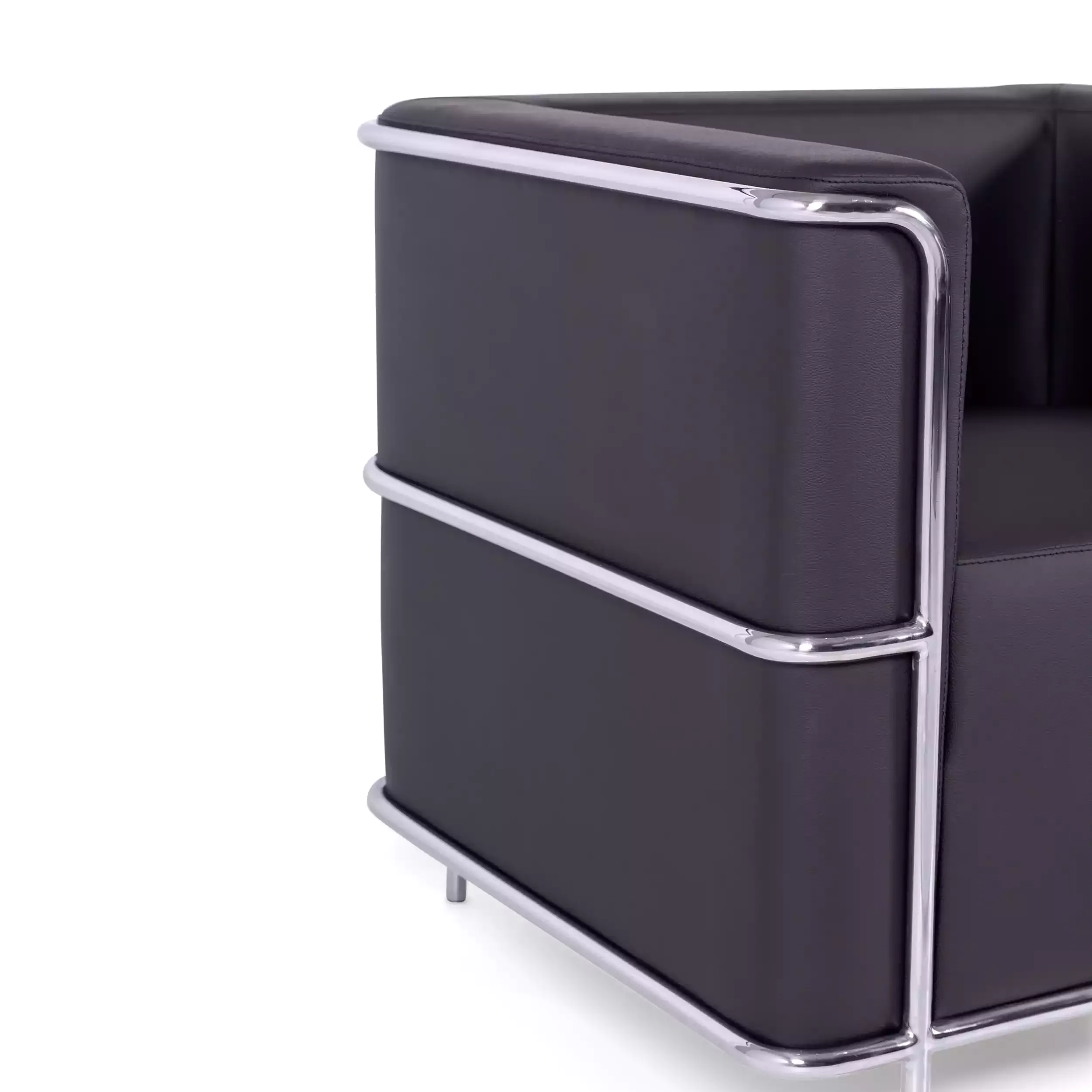 Torino 1-osobowa nowoczesna sofa ze skóry i chromowanej stali - Mobelarium