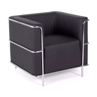 Sofá Torino 1 plaza moderno en piel y acero cromado - Mueble Design
