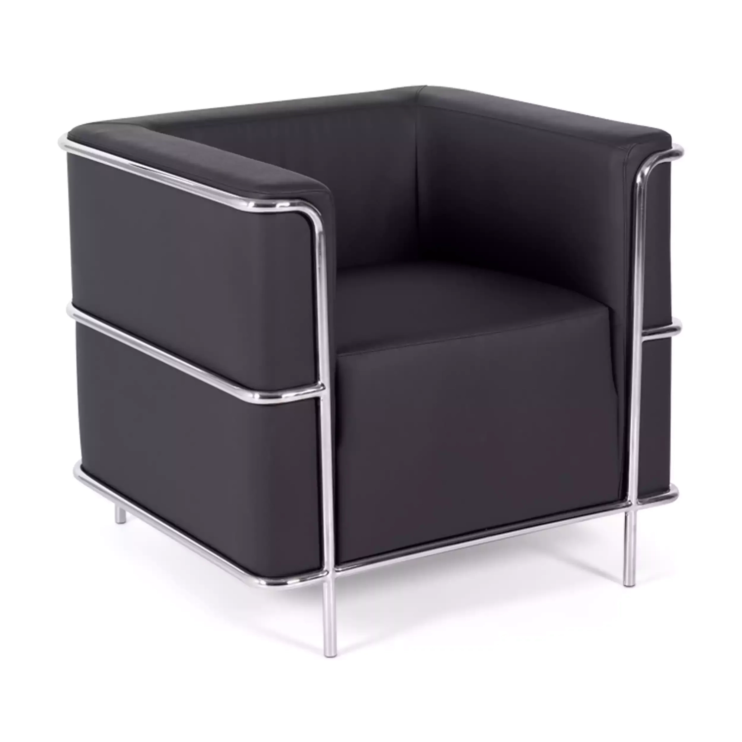 Torino 1 seater modern sofa in leather and chromed steel - Mueble Design