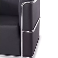 Sofá moderno Torino de 1 lugar em couro e aço cromado - Mueble Design