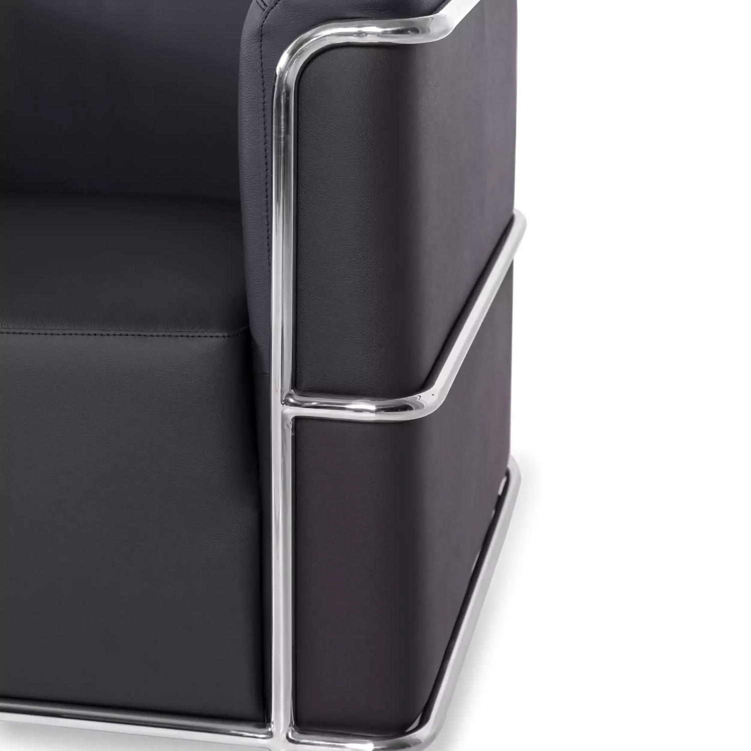 Torino 1 seater modern sofa in leather and chromed steel - Mueble Design