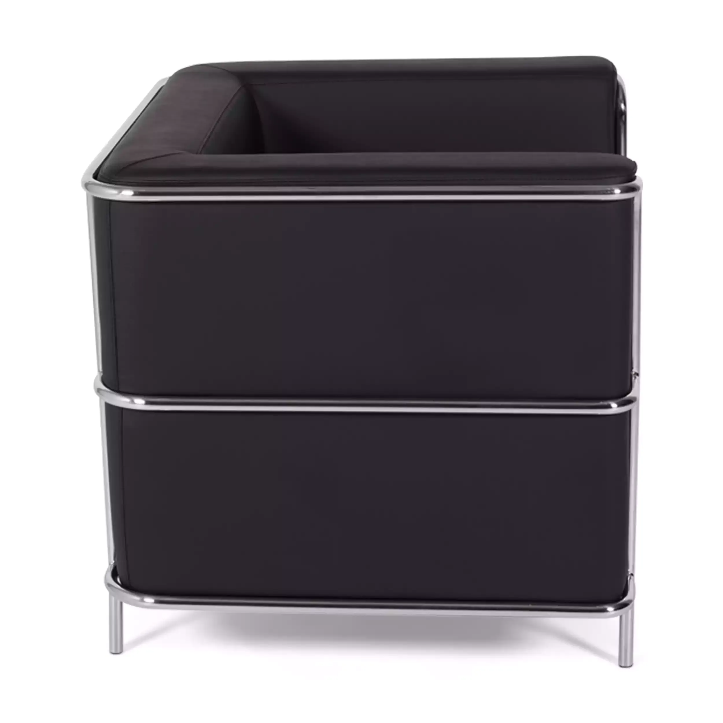 Torino 1-sitsig modern soffa i läder och förkromat stål - Mobelarium