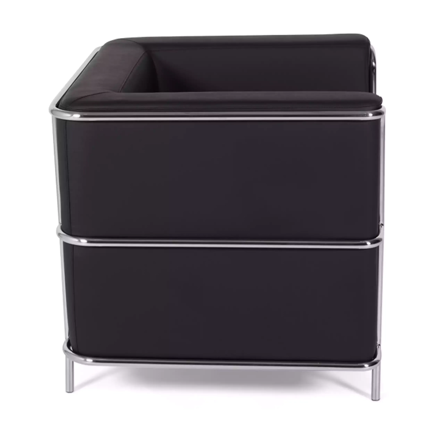 Sofá moderno Torino de 1 lugar em couro e aço cromado - Mueble Design