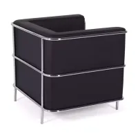 Torino 1 zits moderne sofa in leer en verchroomd staal - Icon Möbel