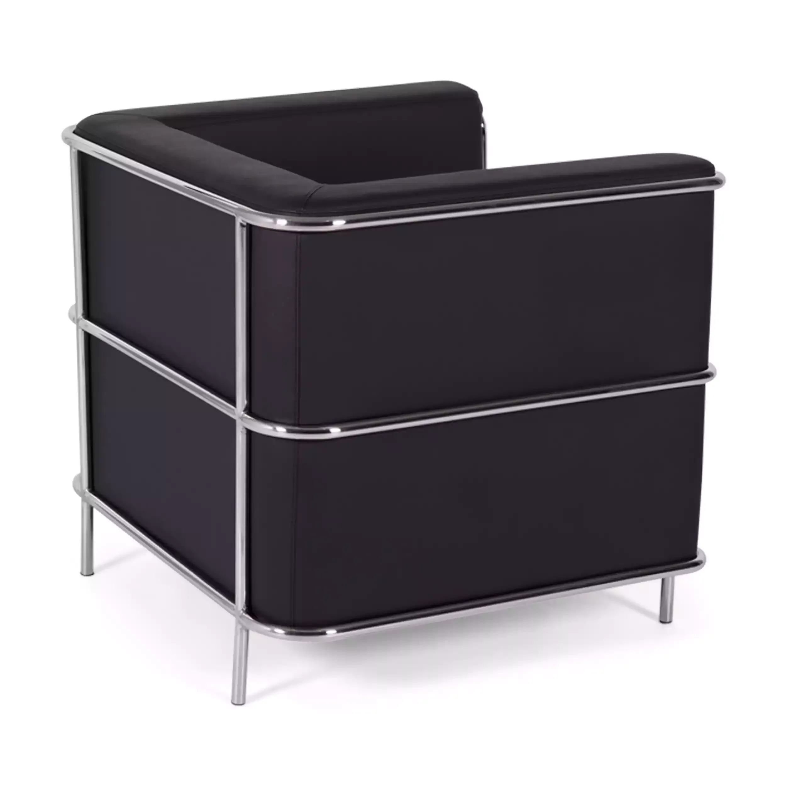 Torino 1-sitziges modernes Sofa aus Leder und verchromtem Stahl - Mobelarium