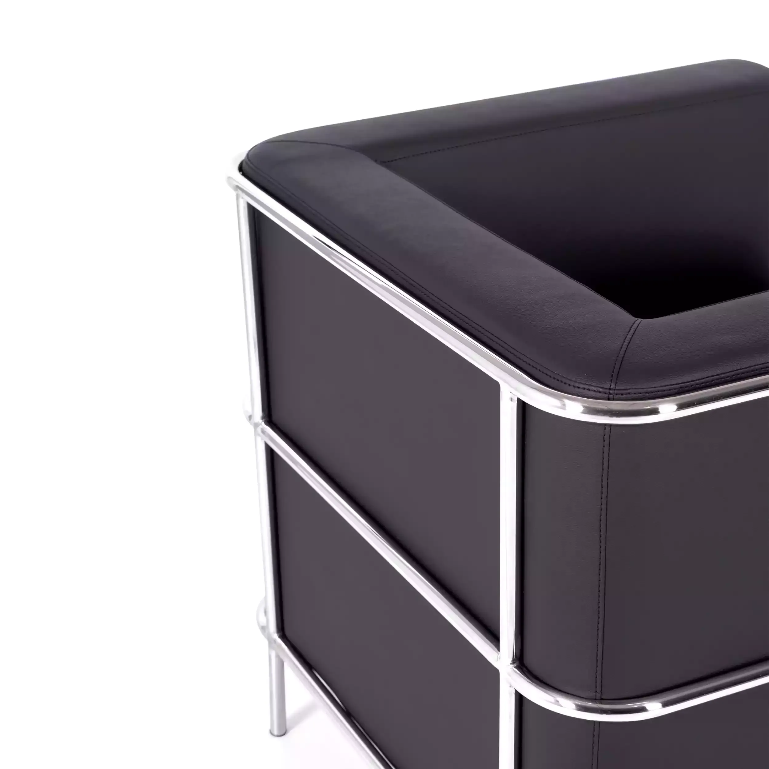 Torino 1-sitsig modern soffa i läder och förkromat stål - Mobelarium