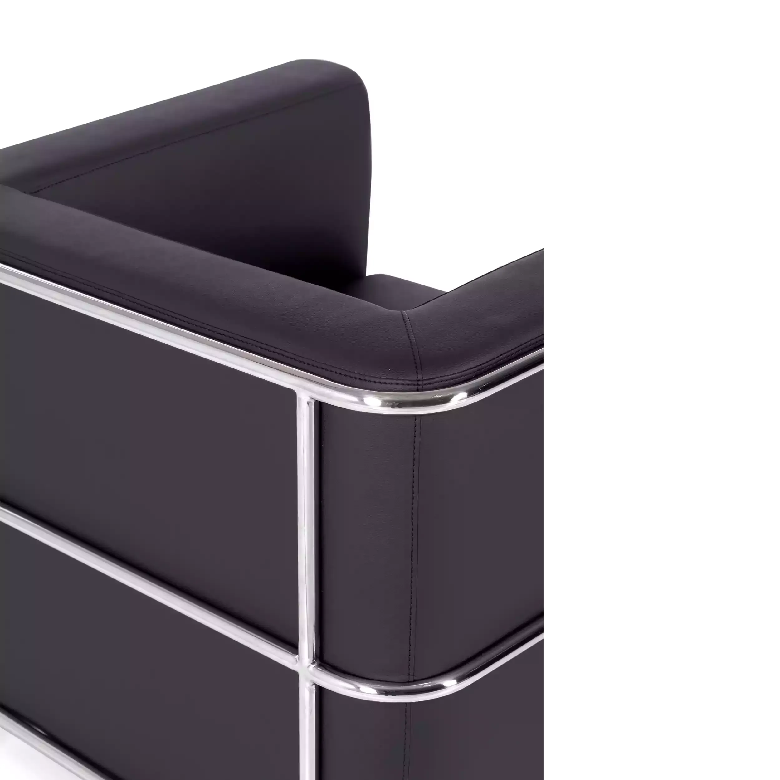 Torino 1-sitziges modernes Sofa aus Leder und verchromtem Stahl - Mobelarium